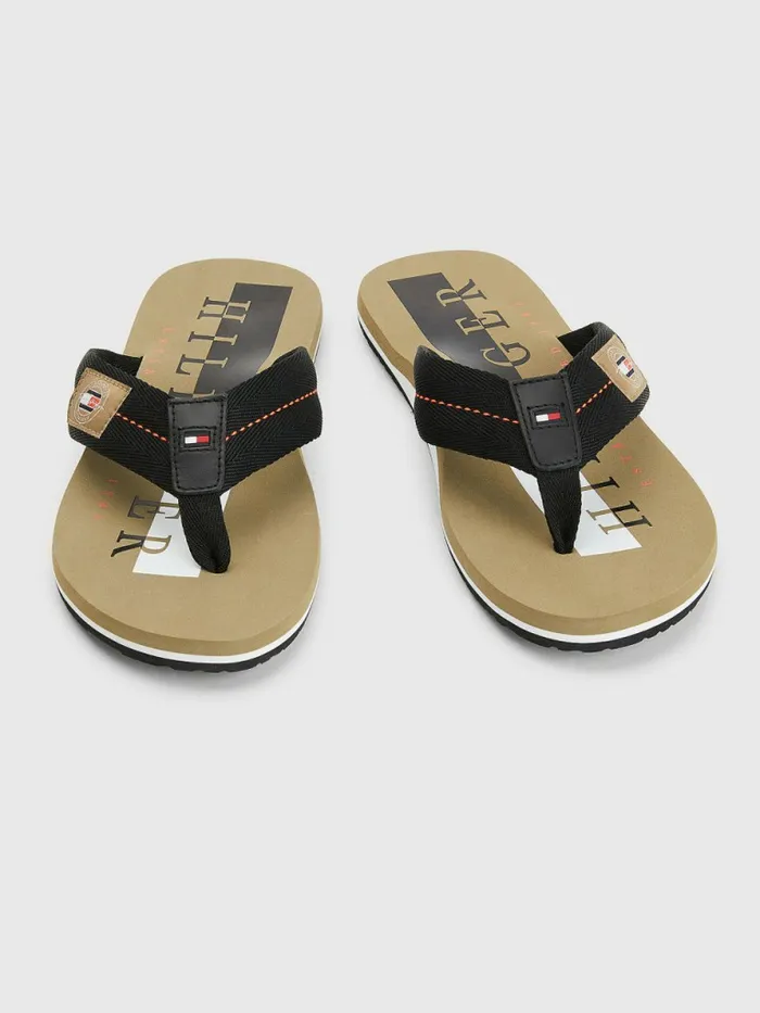 Tommy Hilfiger Logo Patch FlipFlops BlackWoodridge Mens Sandals Sliders and Flip Flops Sale