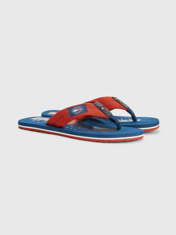Tommy Hilfiger Logo Patch FlipFlops Cinnabar Red Mens Sandals Sliders and Flip Flops Gift for Friend Tommy Hilfiger Logo Patch FlipFlops Cinnabar Red Mens Sandals Sliders and Flip Flops Gift for Friend