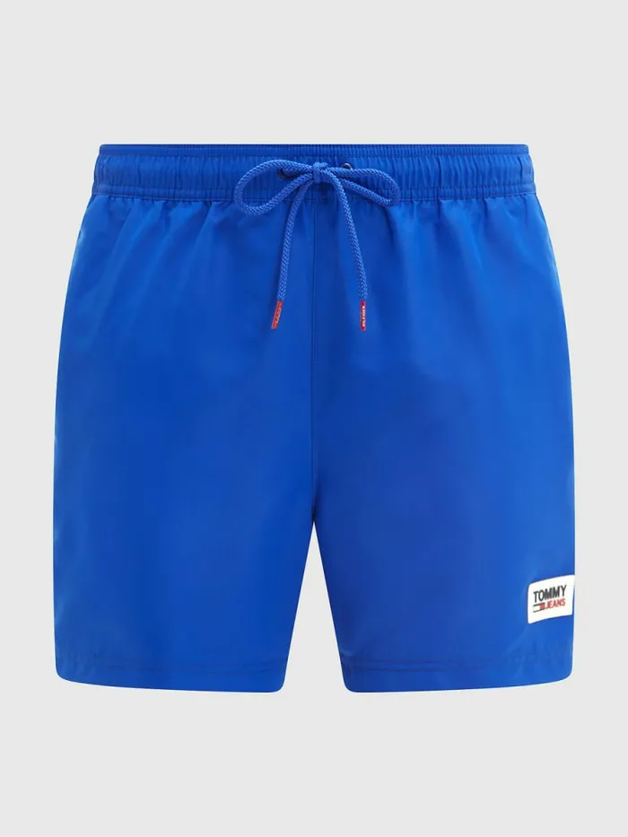 Tommy Hilfiger Logo Patch Mid Length Swim Shorts Ultra Blue Mens Swimwear For Sale