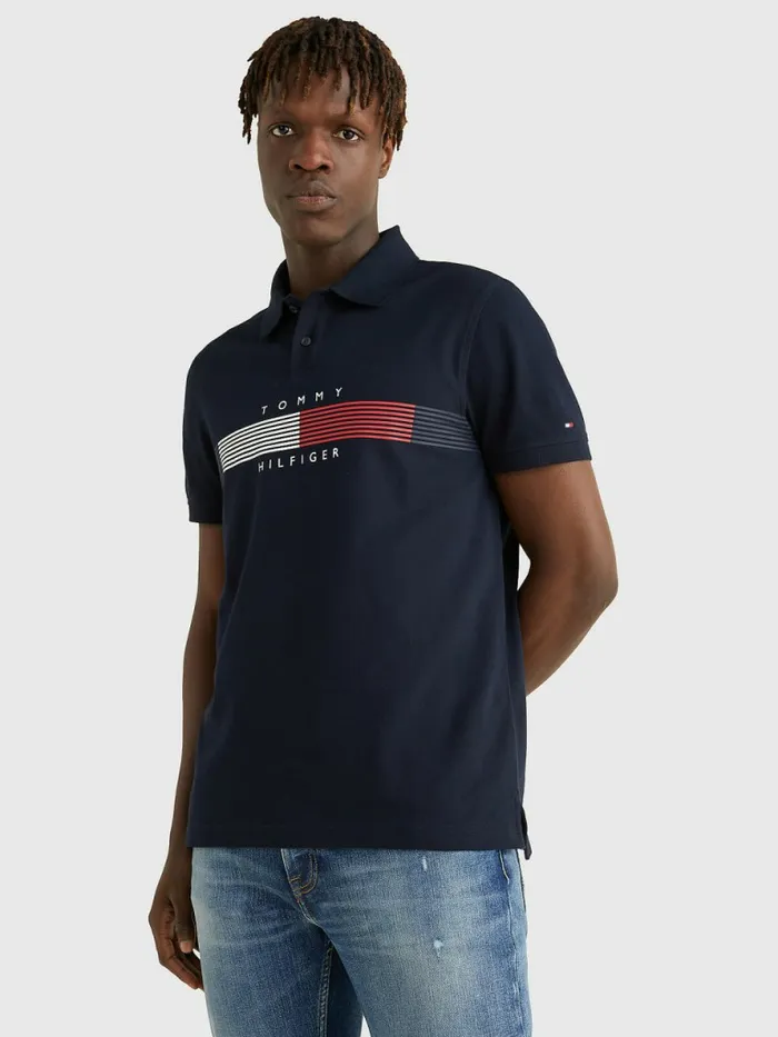 Tommy Hilfiger Logo Polo Desert Sky Mens Polo Shirts On Sale