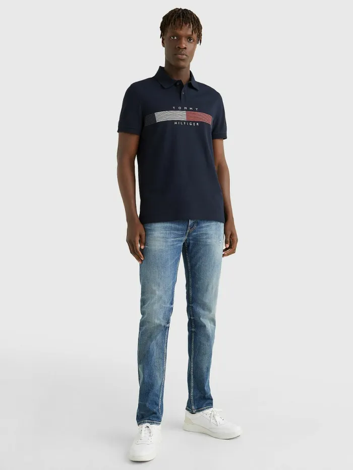 Tommy Hilfiger Logo Polo Desert Sky Mens Polo Shirts On Sale