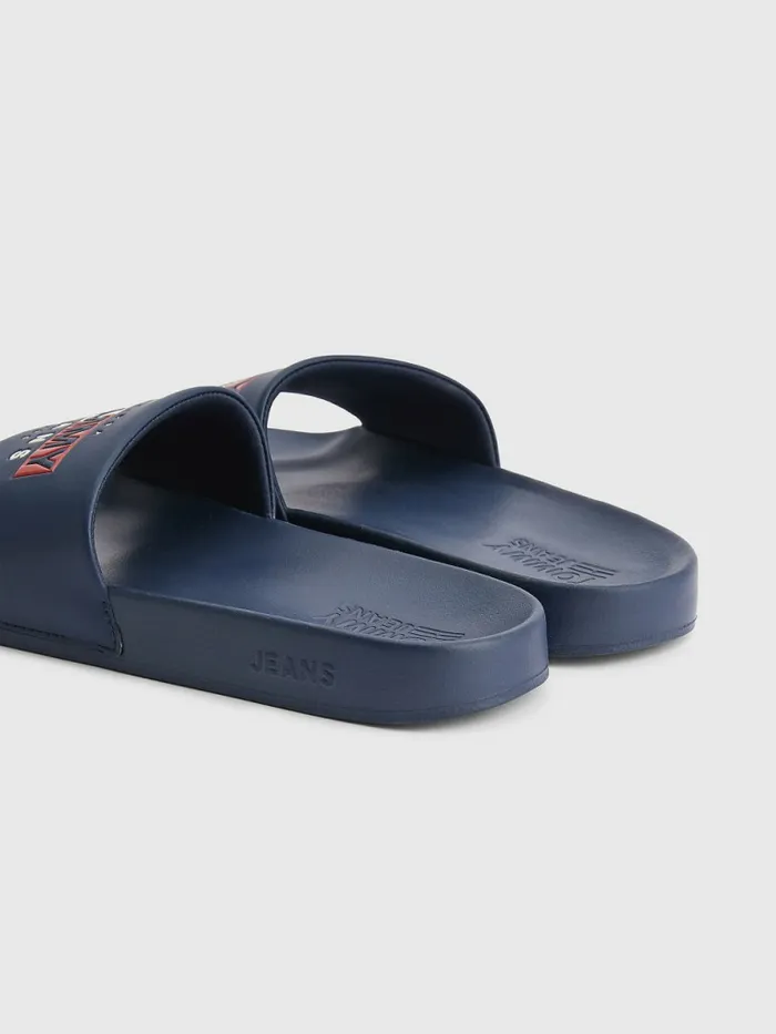 Tommy Hilfiger Logo Pool Slides Twilight Navy Mens Sandals Sliders and Flip Flops Near Me
