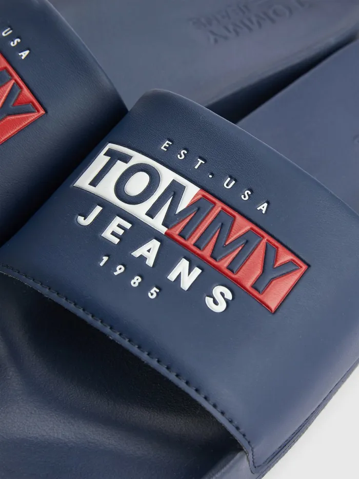 Tommy Hilfiger Logo Pool Slides Twilight Navy Mens Sandals Sliders and Flip Flops Near Me