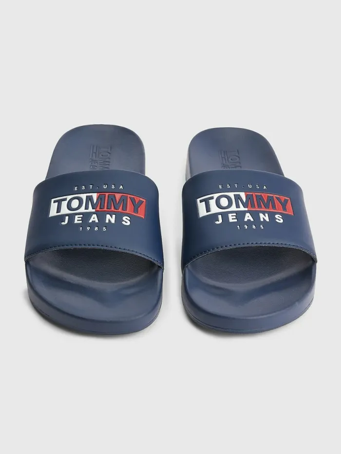Tommy Hilfiger Logo Pool Slides Twilight Navy Mens Sandals Sliders and Flip Flops Near Me