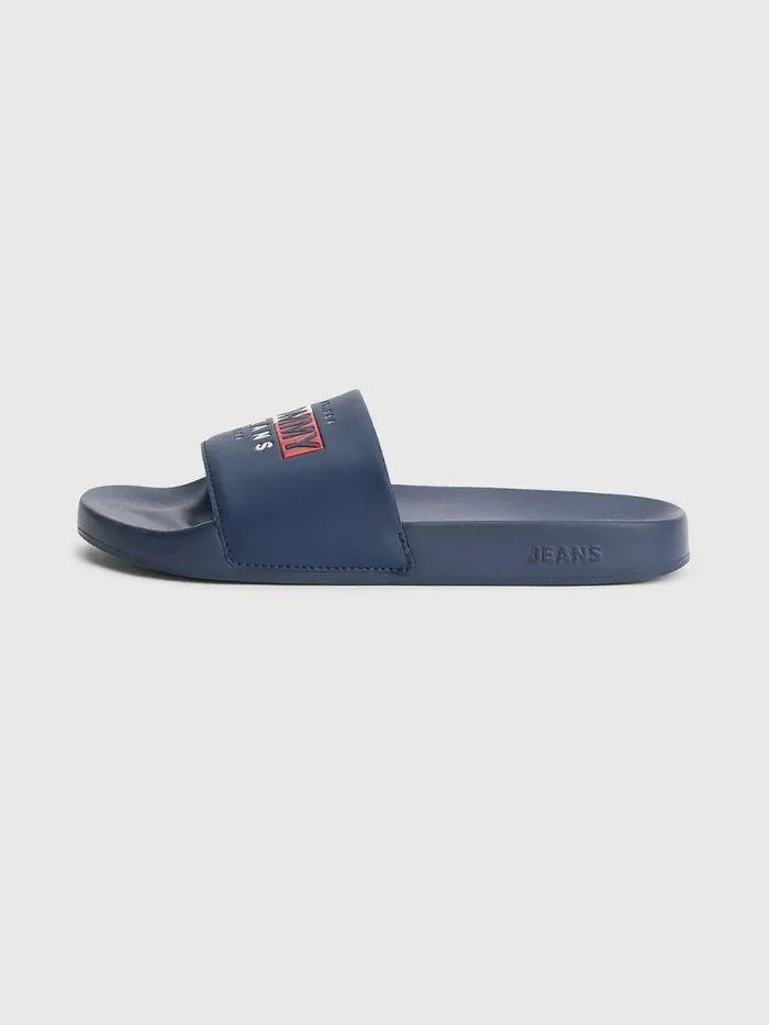 Tommy Hilfiger Logo Pool Slides Twilight Navy Mens Sandals Sliders and Flip Flops Near Me