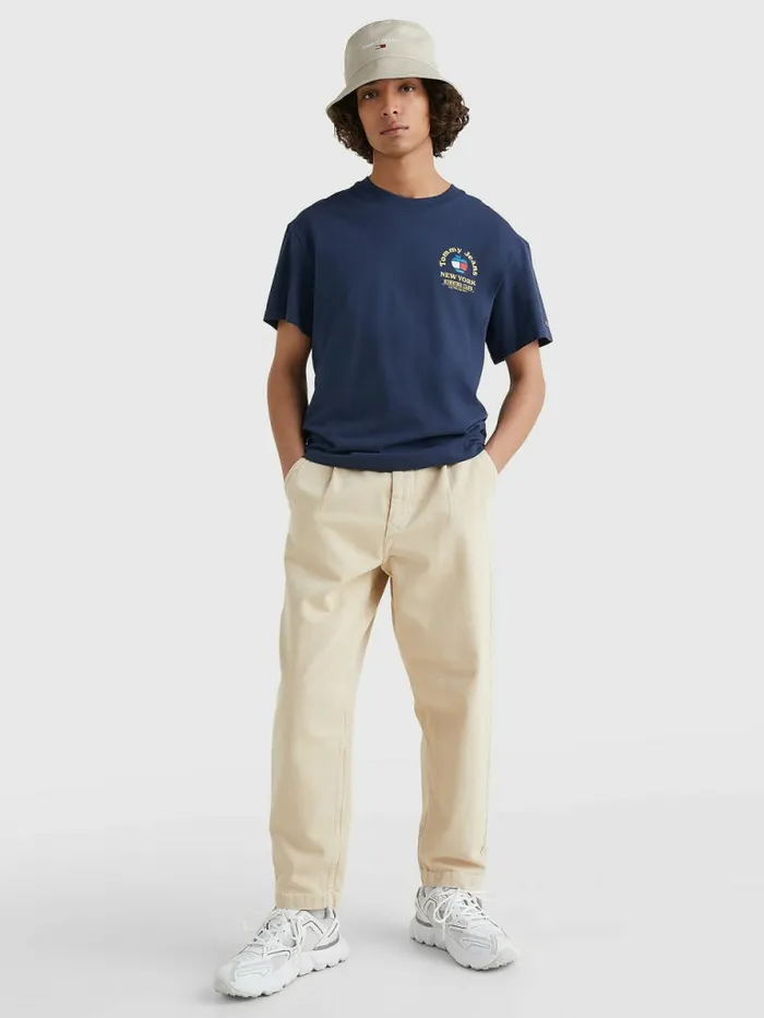 Tommy Hilfiger Logo Recycled Cotton TShirt Twilight Navy Mens TShirts Fashion