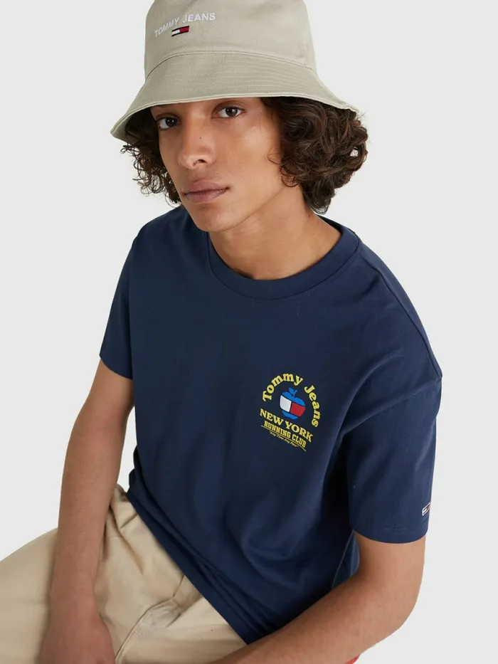 Tommy Hilfiger Logo Recycled Cotton TShirt Twilight Navy Mens TShirts Fashion