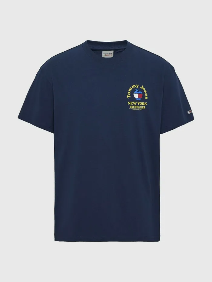 Tommy Hilfiger Logo Recycled Cotton TShirt Twilight Navy Mens TShirts Fashion
