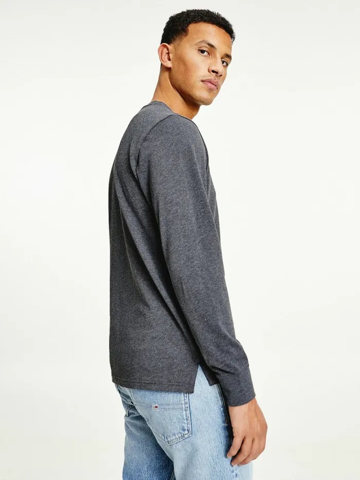 Tommy Hilfiger Logo Recycled Long Sleeve TShirt Black Mens TShirts On Sale