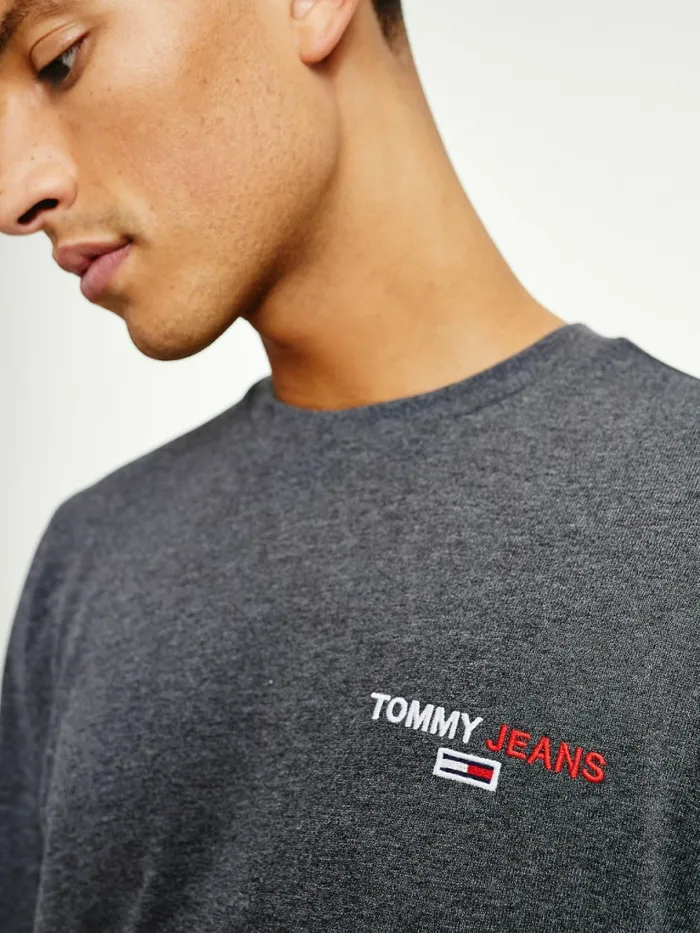 Tommy Hilfiger Logo Recycled Long Sleeve TShirt Black Mens TShirts On Sale