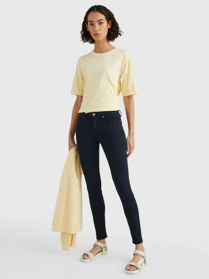 Tommy Hilfiger Logo Relaxed Fit TShirt Lemon Twist Womens TShirts Popular