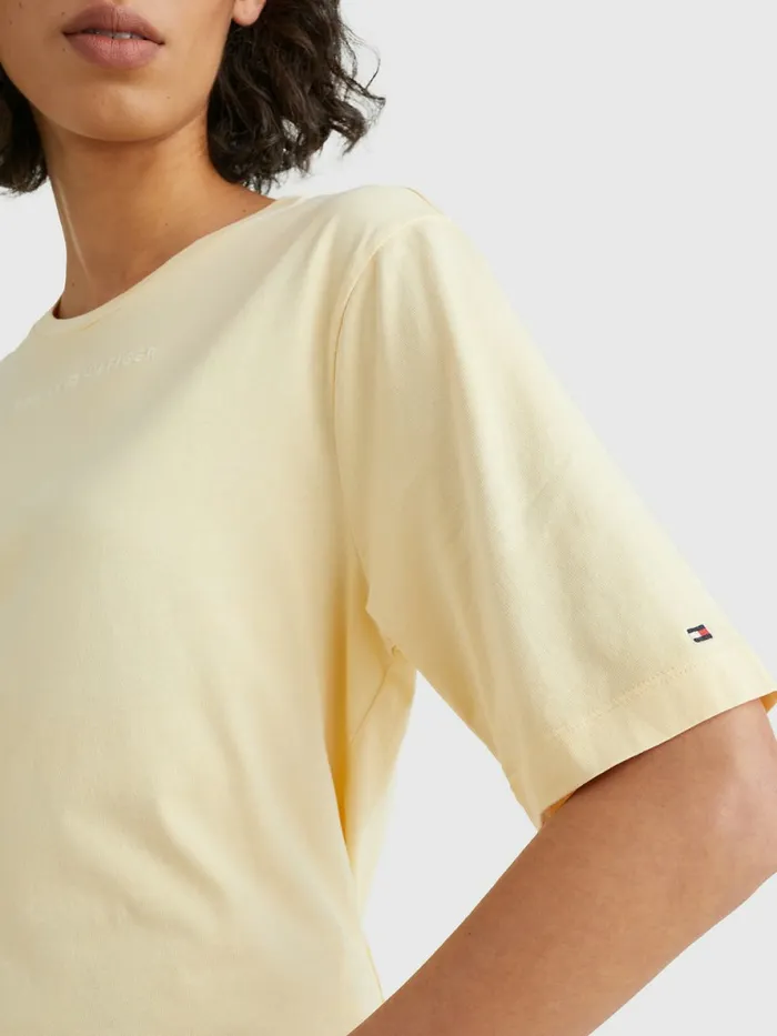 Tommy Hilfiger Logo Relaxed Fit TShirt Lemon Twist Womens TShirts Popular