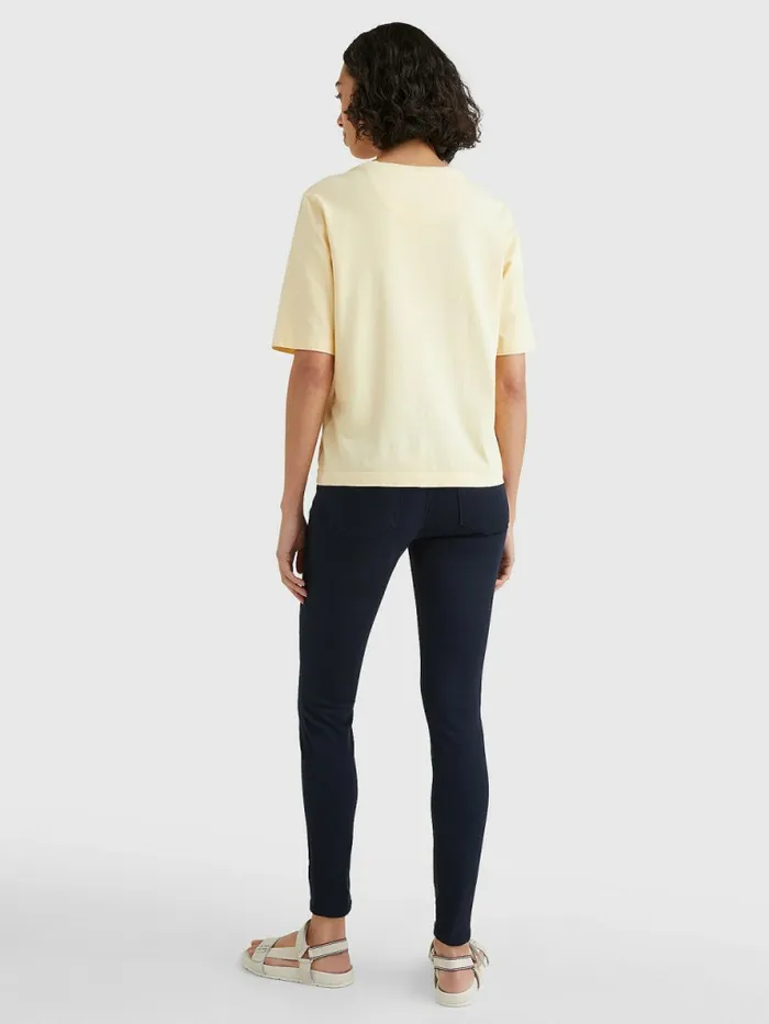 Tommy Hilfiger Logo Relaxed Fit TShirt Lemon Twist Womens TShirts Popular