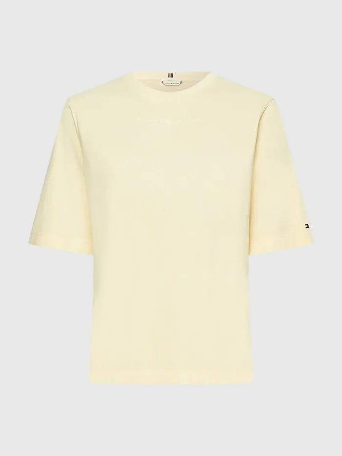 Tommy Hilfiger Logo Relaxed Fit TShirt Lemon Twist Womens TShirts Popular