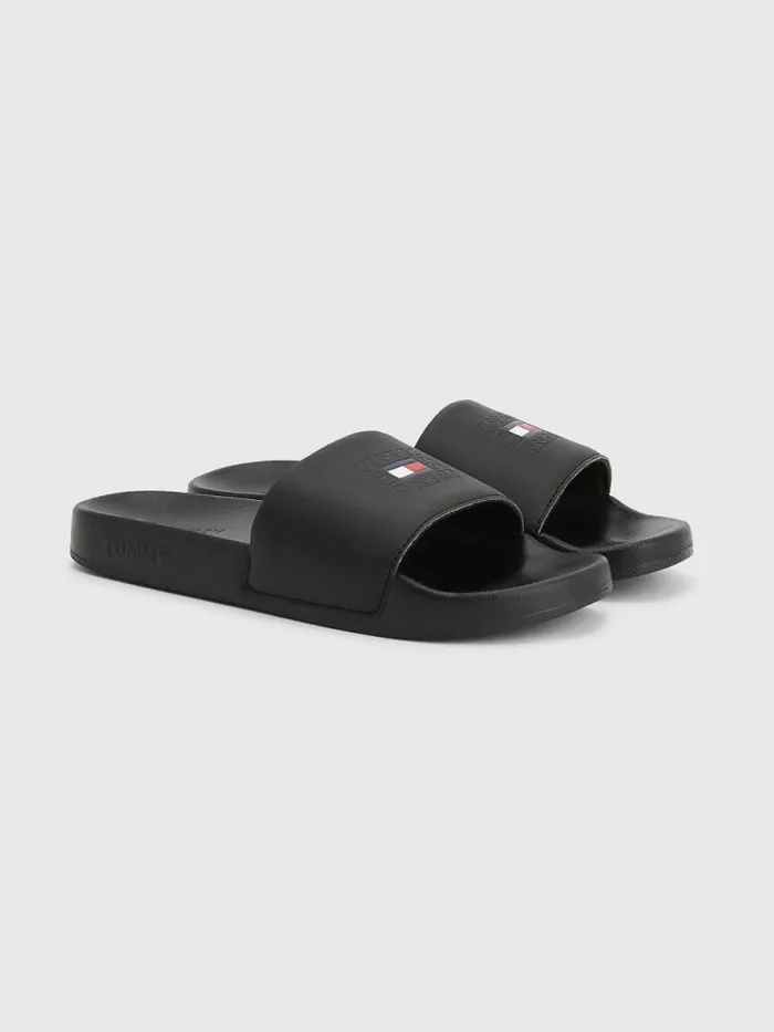 Tommy Hilfiger Logo Slides Black Womens Sandals Sale