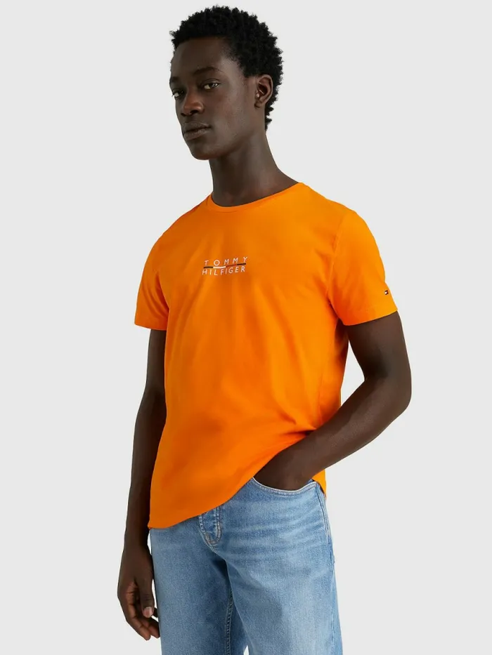 Tommy Hilfiger Logo TShirt Hawaiian Orange Mens TShirts Online
