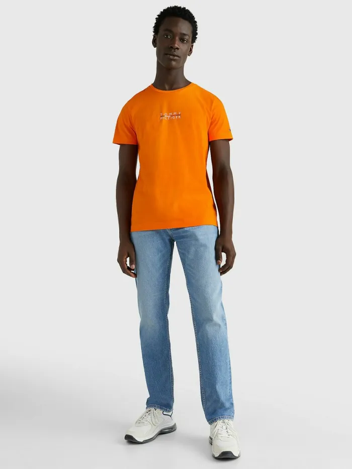 Tommy Hilfiger Logo TShirt Hawaiian Orange Mens TShirts Online