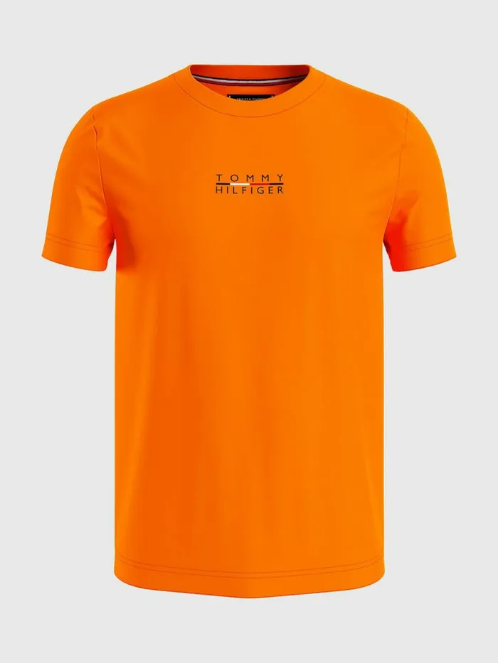 Tommy Hilfiger Logo TShirt Hawaiian Orange Mens TShirts Online
