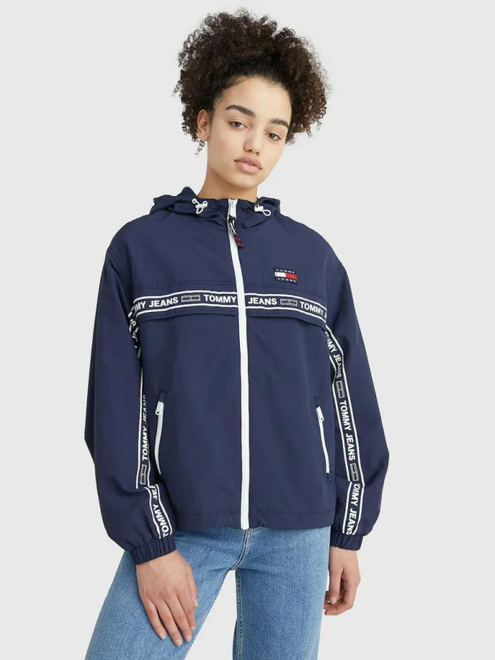 Tommy Hilfiger Logo Tape Chicago Windbreaker Twilight Navy Womens Coats and Jackets Cheap On Sale Tommy Hilfiger Logo Tape Chicago Windbreaker Twilight Navy Womens Coats and Jackets Cheap On Sale