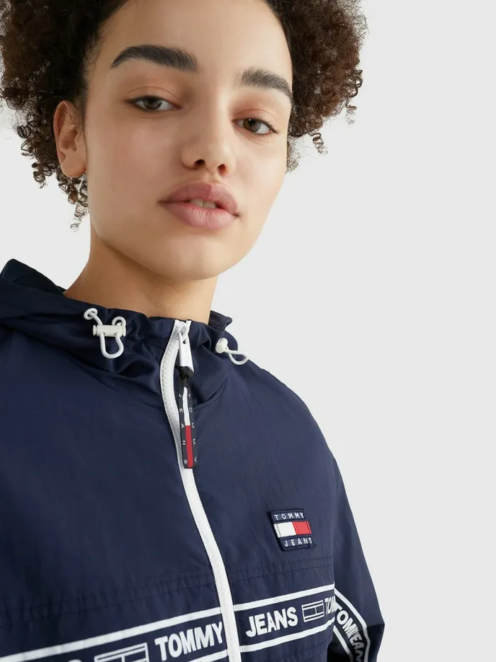 Tommy Hilfiger Logo Tape Chicago Windbreaker Twilight Navy Womens Coats and Jackets Cheap On Sale