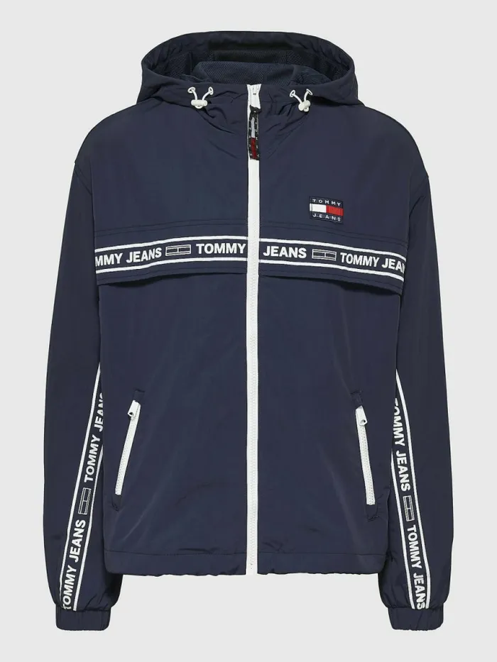 Tommy Hilfiger Logo Tape Chicago Windbreaker Twilight Navy Womens Coats and Jackets Cheap On Sale