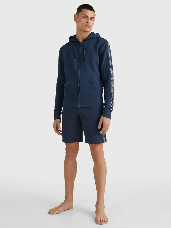 Tommy Hilfiger Logo Tape Hoody Navy Blazer Mens Loungewear and Nightwear