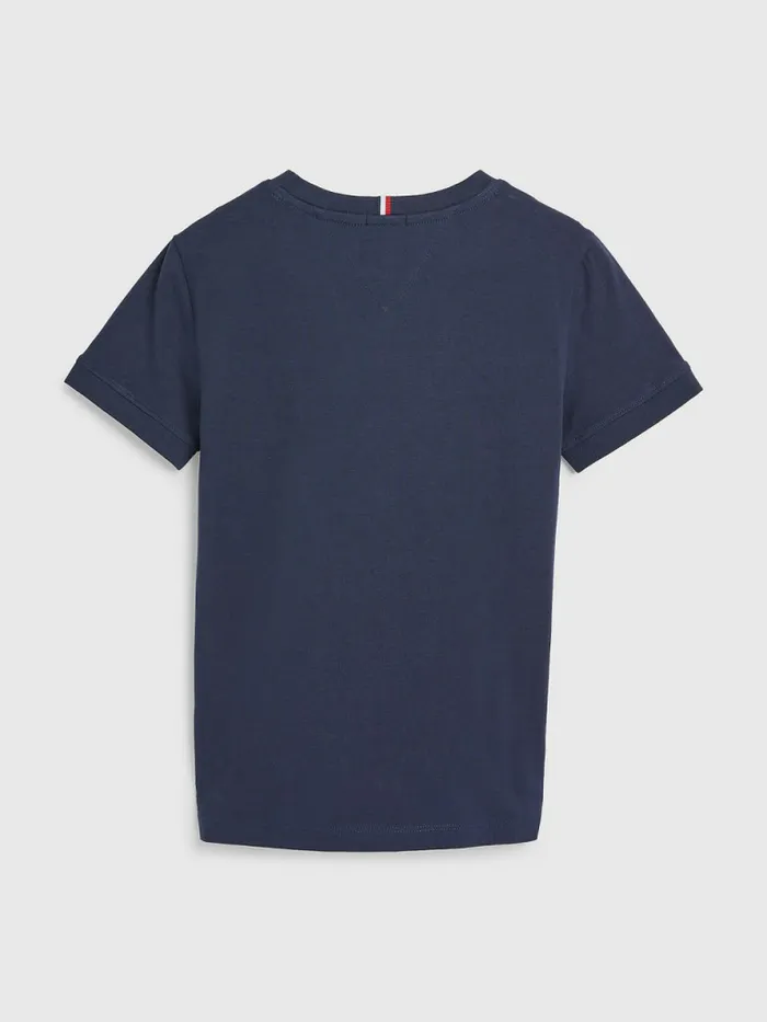 Tommy Hilfiger Logo Tape Organic Cotton TShirt Twilight Navy Boys TShirts and Polos For Sale