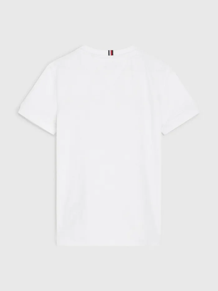 Tommy Hilfiger Logo Tape Organic Cotton TShirt White Boys TShirts and Polos Gift Ideas