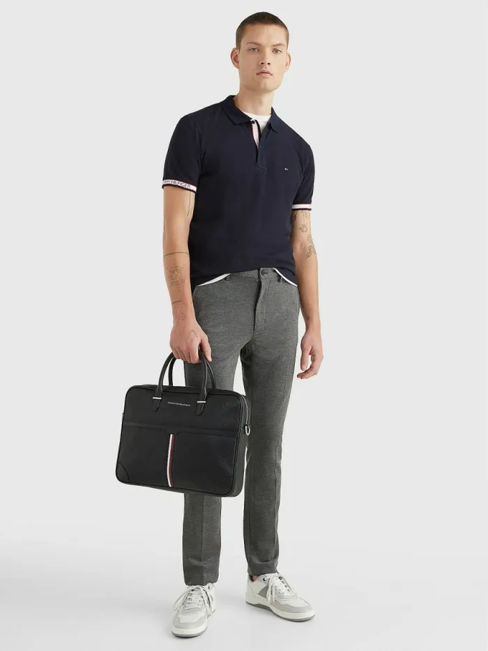 Tommy Hilfiger Logo Tape Polo Desert Sky Mens Polo Shirts For Sale