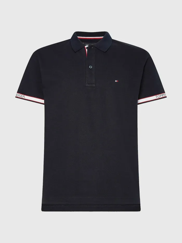 Tommy Hilfiger Logo Tape Polo Desert Sky Mens Polo Shirts For Sale