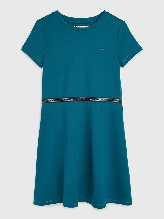 Tommy Hilfiger Logo Tape Punto Skater Dress Petrol Girls Dresses Cheap On Sale Tommy Hilfiger Logo Tape Punto Skater Dress Petrol Girls Dresses Cheap On Sale