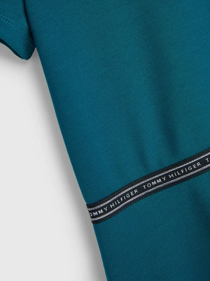 Tommy Hilfiger Logo Tape Punto Skater Dress Petrol Girls Dresses Cheap On Sale