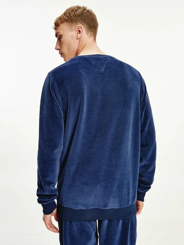 Tommy Hilfiger Logo Tape Sweatshirt Desert Sky Mens Loungewear and Nightwear