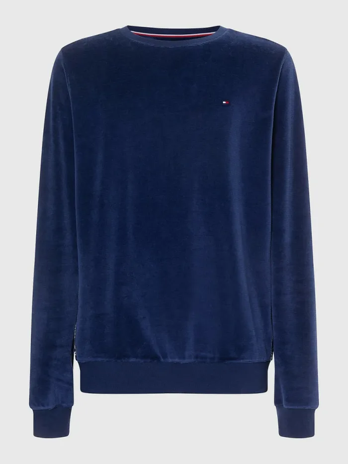Tommy Hilfiger Logo Tape Sweatshirt Desert Sky Mens Loungewear and Nightwear