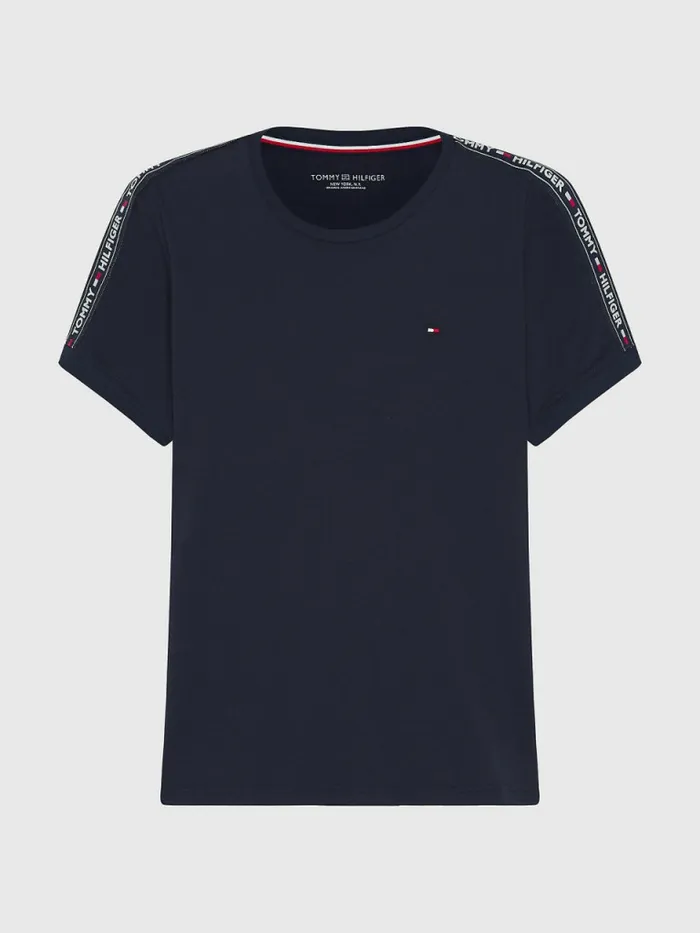 Tommy Hilfiger Logo Tape TShirt Navy Blazer Mens TShirts Gift 4 You