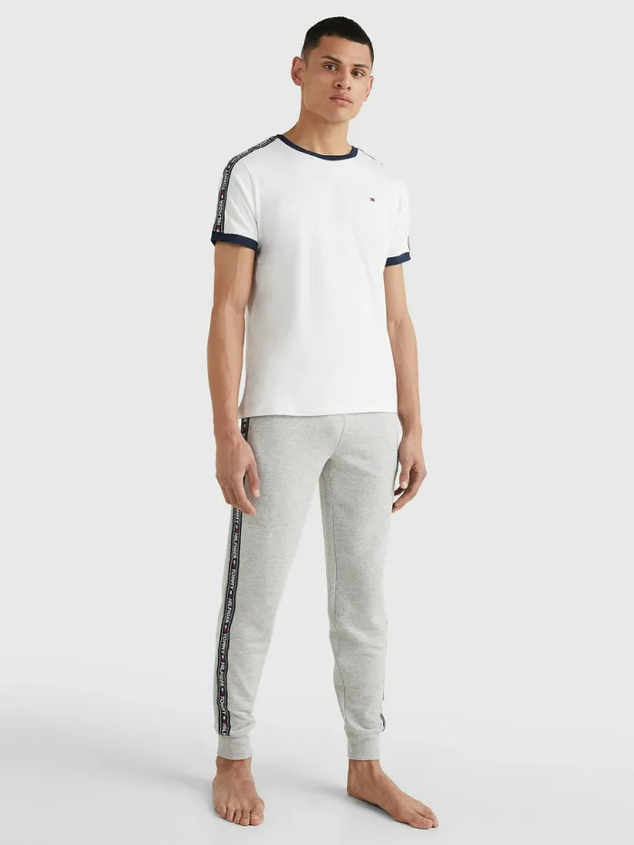 Tommy Hilfiger Logo Tape TShirt White Mens TShirts Online