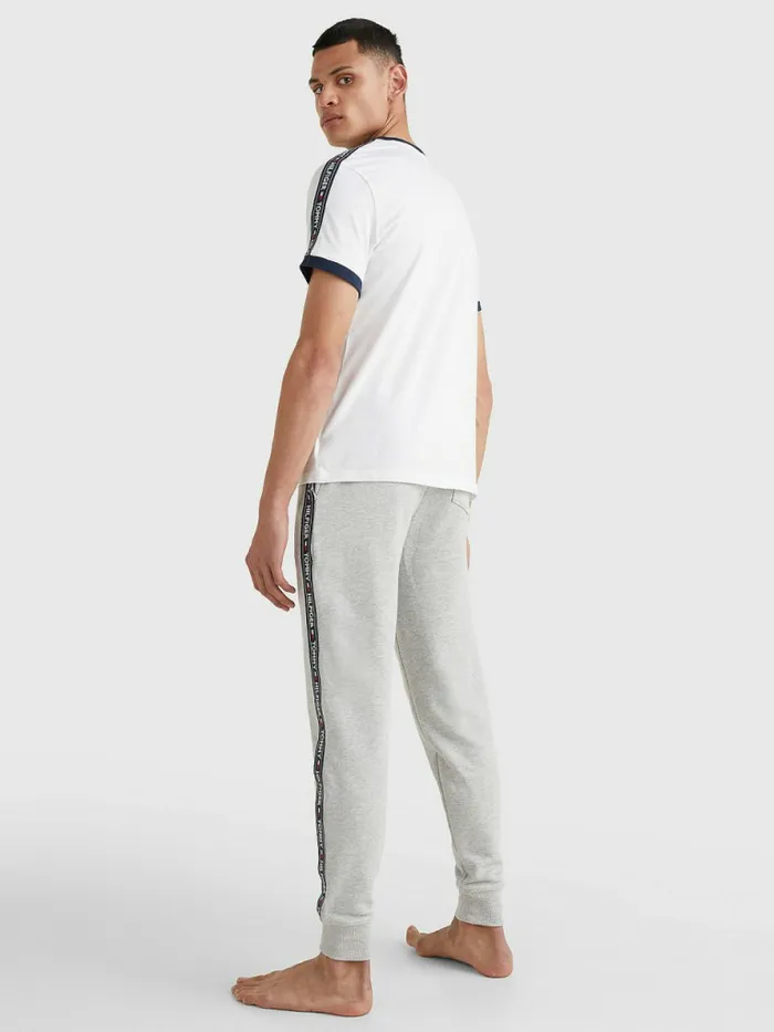 Tommy Hilfiger Logo Tape TShirt White Mens TShirts Online