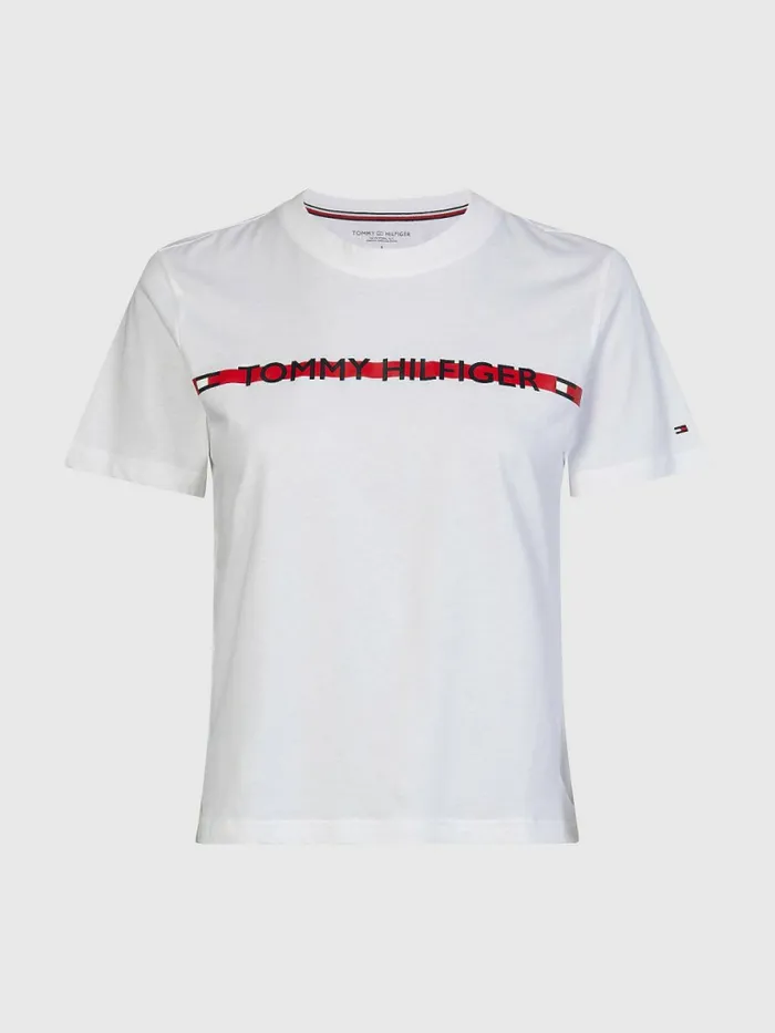 Tommy Hilfiger Logo Tape TShirt White Womens Lounge and Nightwear