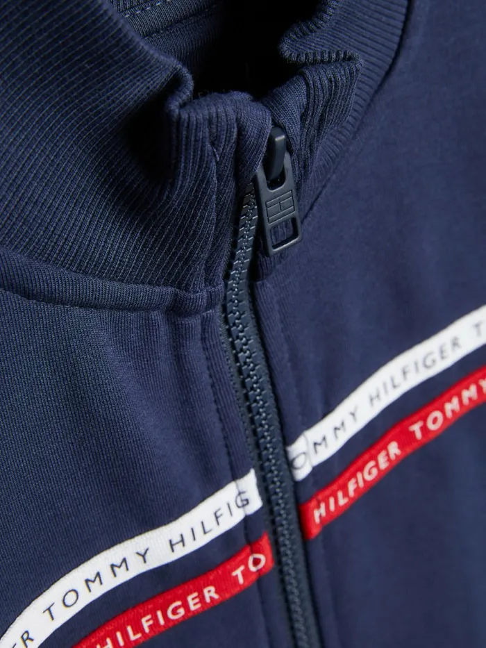 Tommy Hilfiger Logo Tape Track Jacket Twilight Navy Boys Sweatshirts and Hoodies For Sale