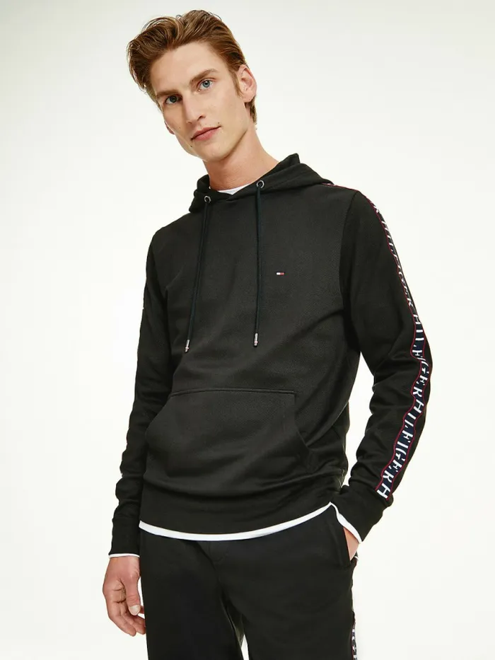 Tommy Hilfiger Logo Tape ZipThru Hoody Black Mens Sweatshirts and Hoodies Gift Ideas Tommy Hilfiger Logo Tape ZipThru Hoody Black Mens Sweatshirts and Hoodies Gift Ideas