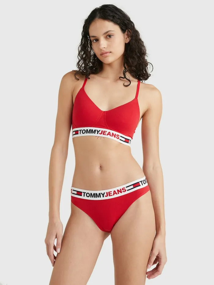 Tommy Hilfiger Logo Waistband Brazilian Briefs Primary Red Womens Lingerie