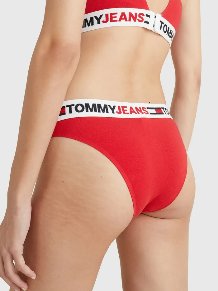 Tommy Hilfiger Logo Waistband Brazilian Briefs Primary Red Womens Lingerie