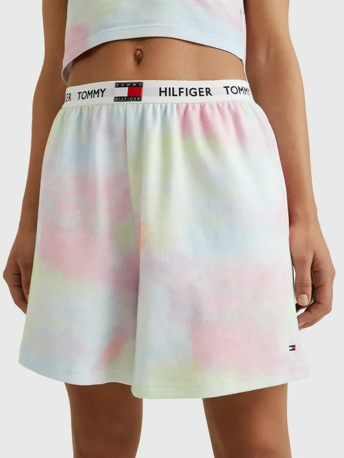 Tommy Hilfiger Logo Waistband High Rise Shorts Cloudy Haze Womens Lounge and Nightwear Near Me