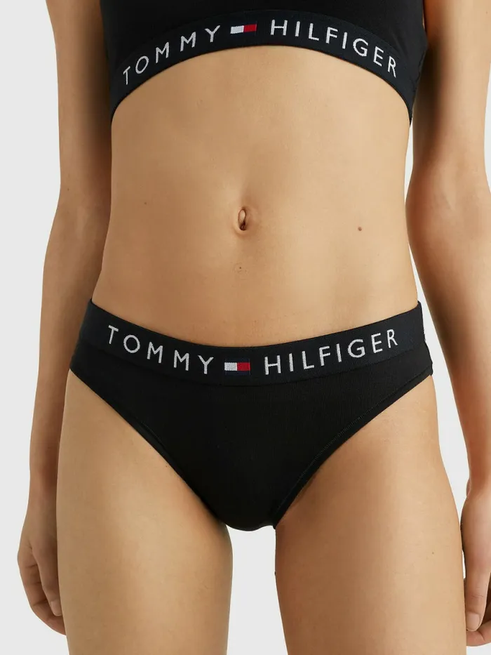 Tommy Hilfiger Logo Waistband Stretch Cotton Briefs Black Womens Essentials