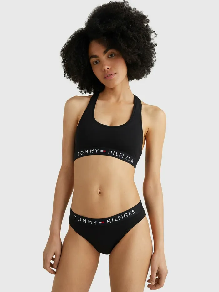 Tommy Hilfiger Logo Waistband Stretch Cotton Briefs Black Womens Essentials