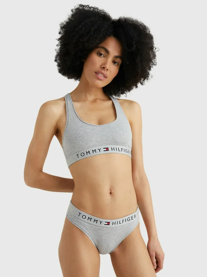 Tommy Hilfiger Logo Waistband Stretch Cotton Briefs Grey Heather Womens Essentials