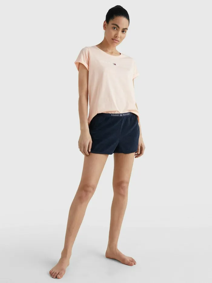 Tommy Hilfiger Logo Waistband Terry Shorts Desert Sky Womens Swimwear Cheap On Sale