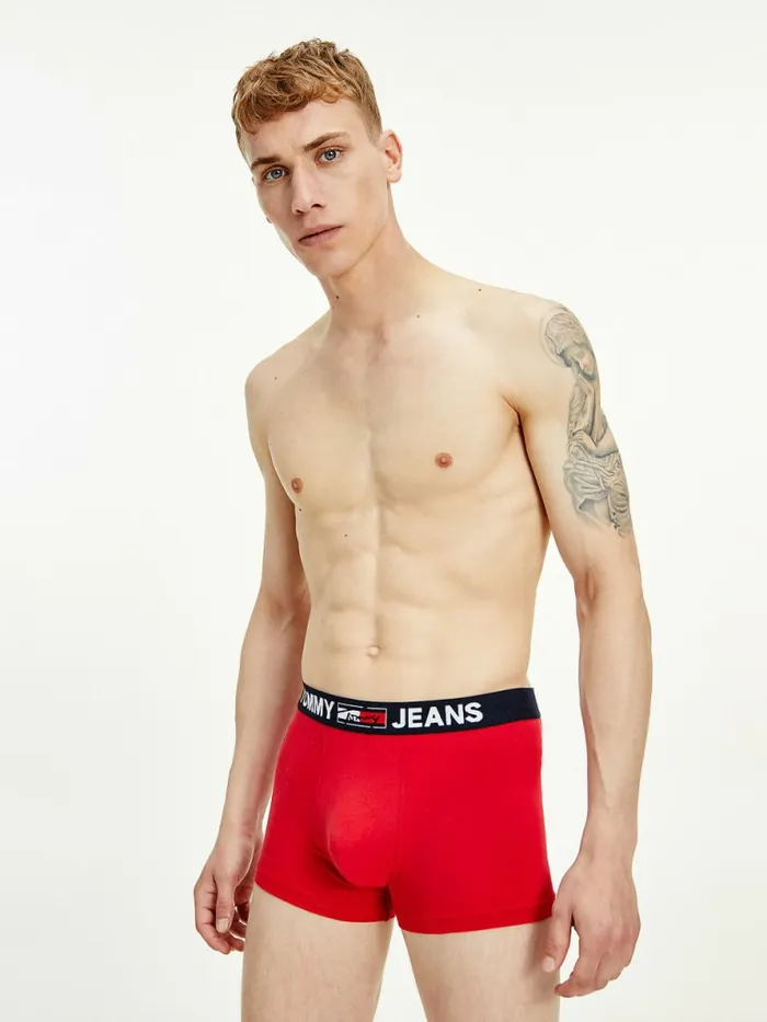 Tommy Hilfiger Logo Waistband Trunks Primary Red Mens Underwear Popular