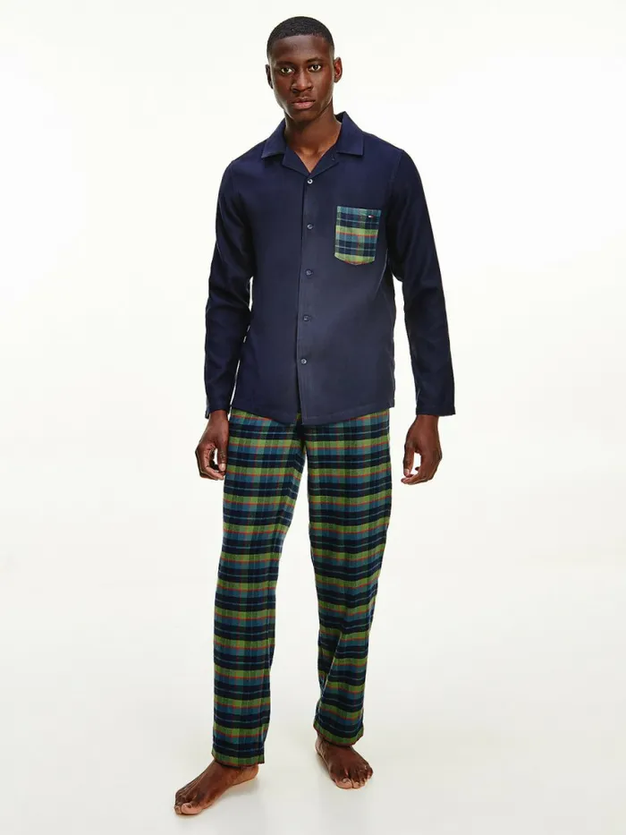 Tommy Hilfiger Long Sleeve Check Pyjama Set Desert SkyBoxplaid Mens Loungewear and Nightwear Tommy Hilfiger Long Sleeve Check Pyjama Set Desert SkyBoxplaid Mens Loungewear and Nightwear