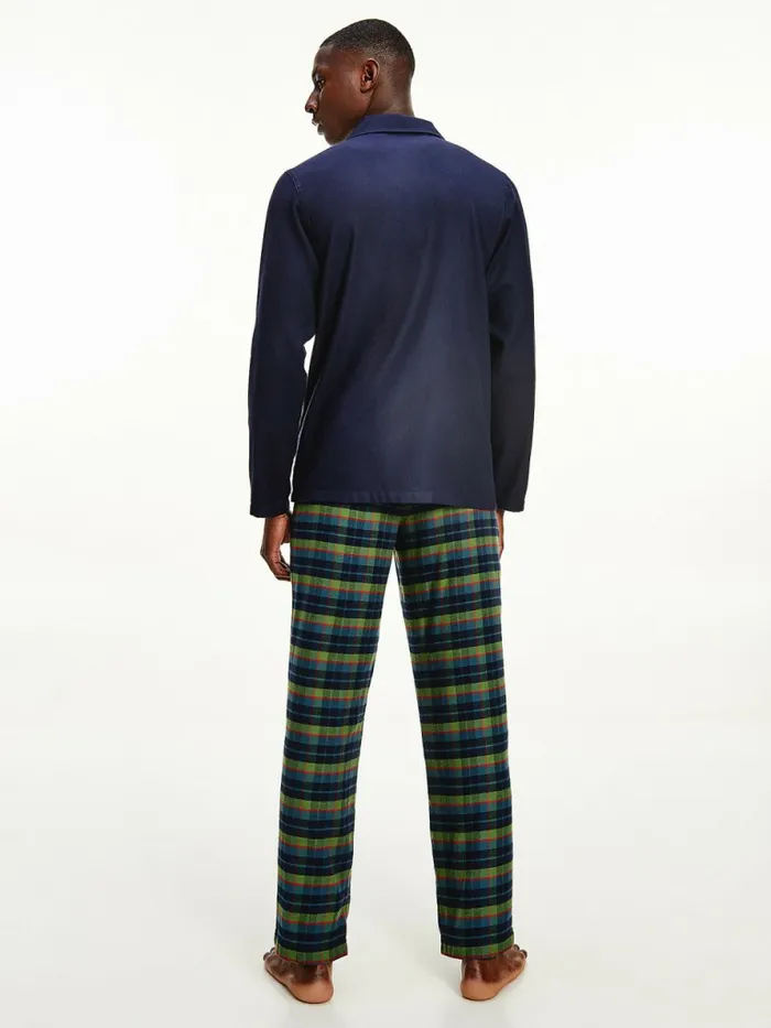 Tommy Hilfiger Long Sleeve Check Pyjama Set Desert SkyBoxplaid Mens Loungewear and Nightwear